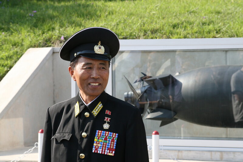 North Korean military officer at display