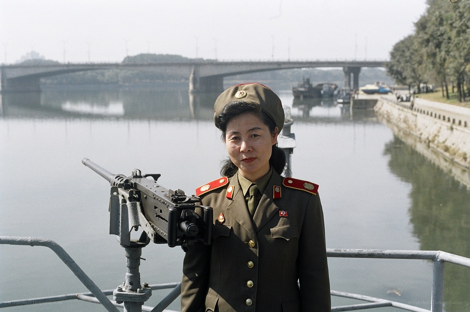 North Korean soldier with machine gun