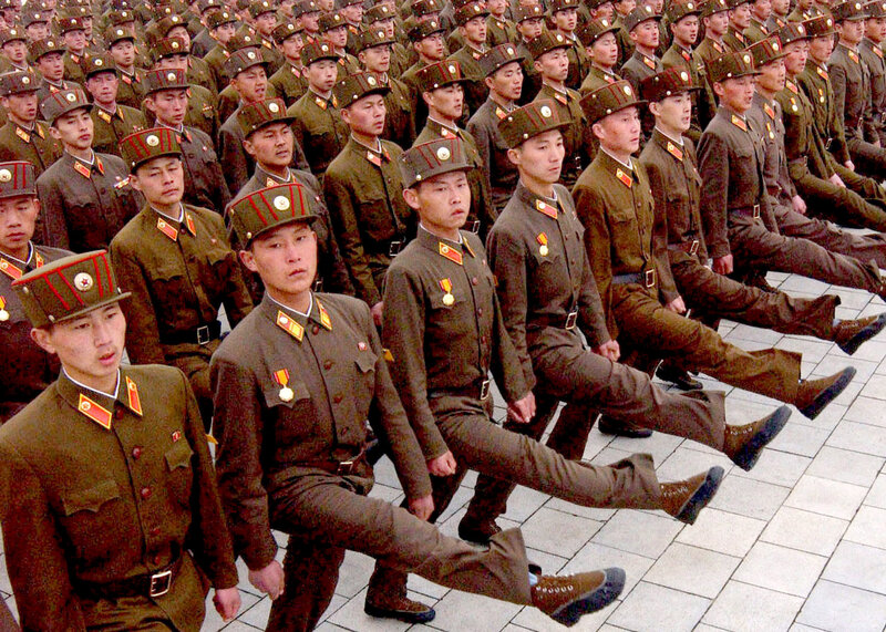 North Korean soldiers marching
