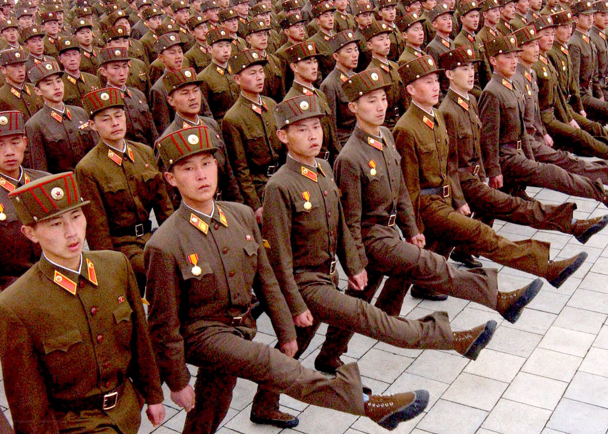 North Korean soldiers marching
