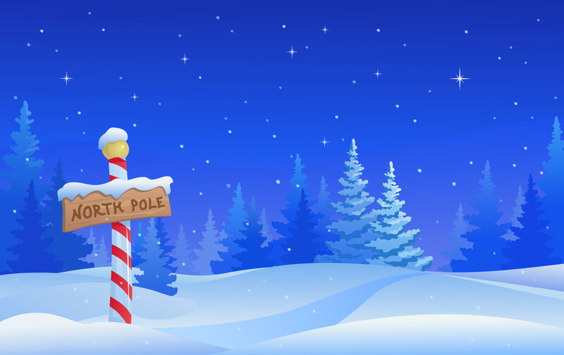 North Pole Sign in Snow