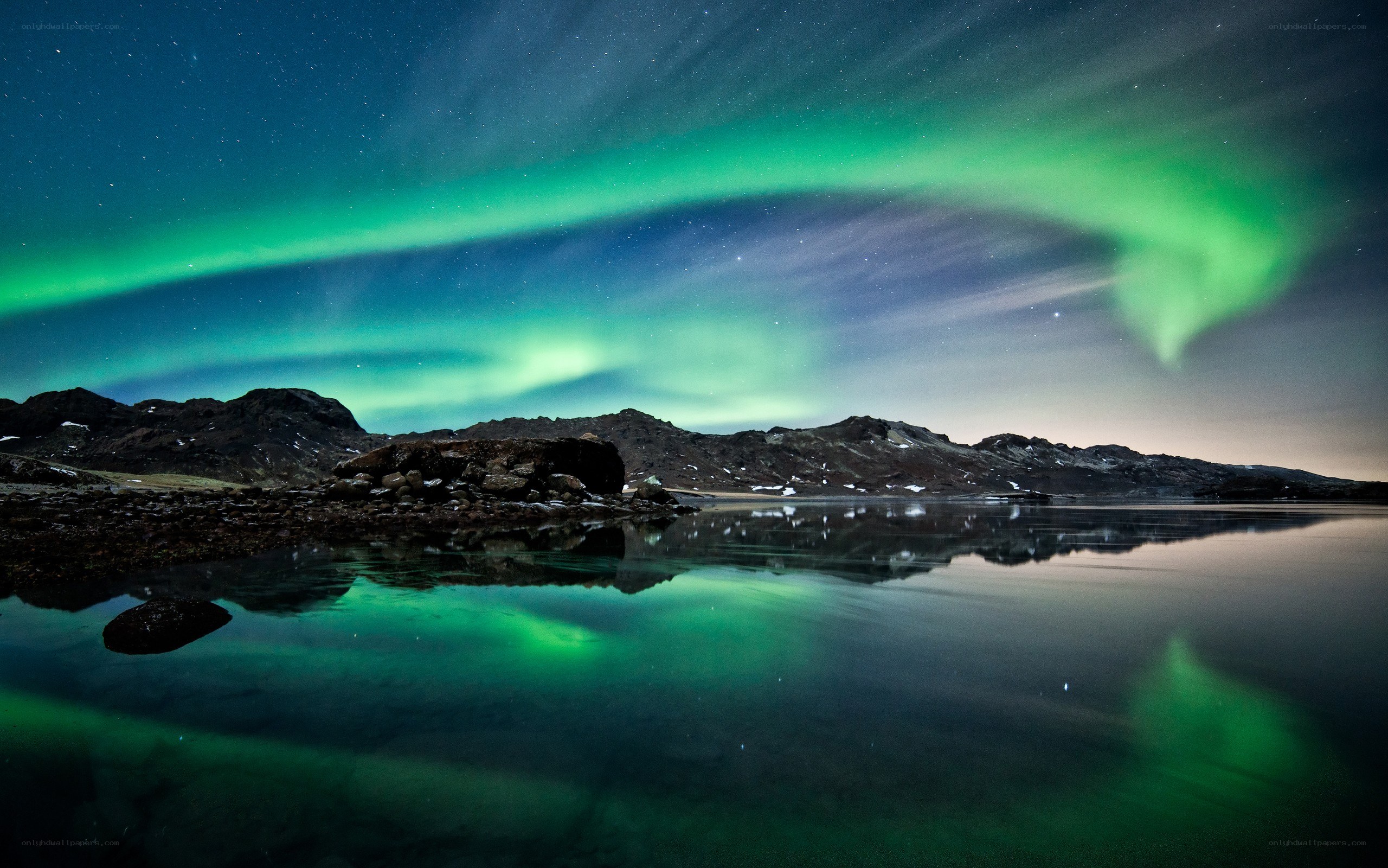 Northern Lights over a calm lake