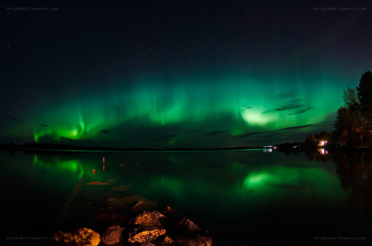 Northern Lights over a lake