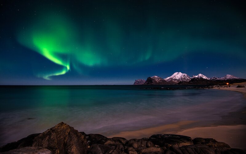 Northern Lights over Beach