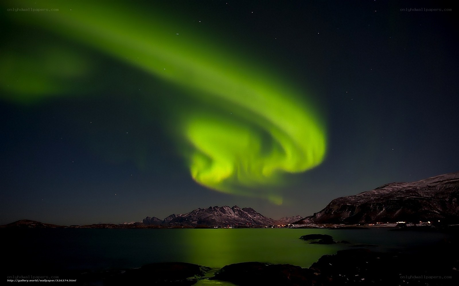 Northern Lights over fjord