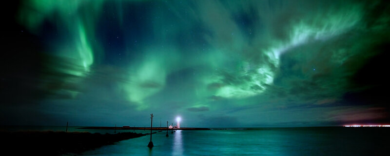 Northern Lights over lighthouse