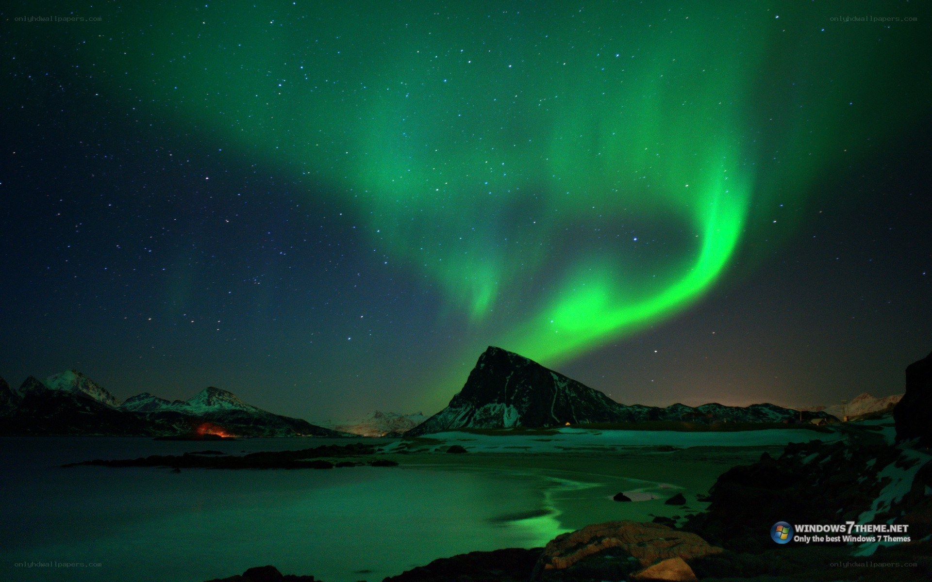 Northern Lights over mountains