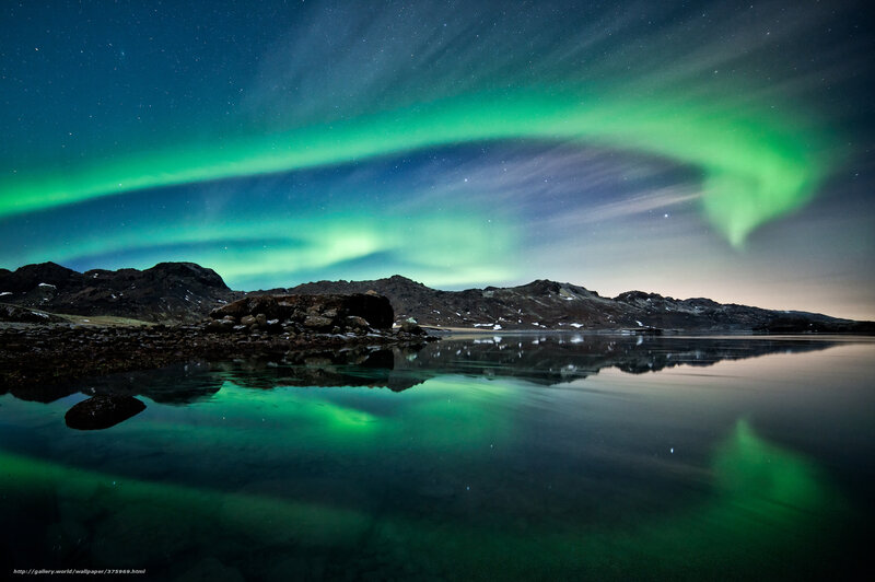 Northern Lights over mountains