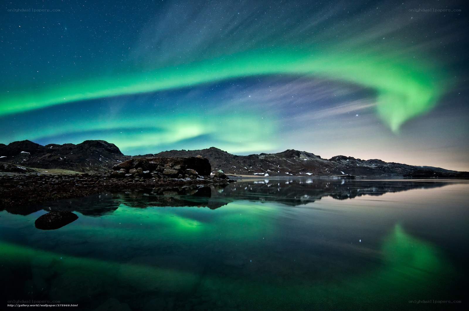 Northern Lights over mountains