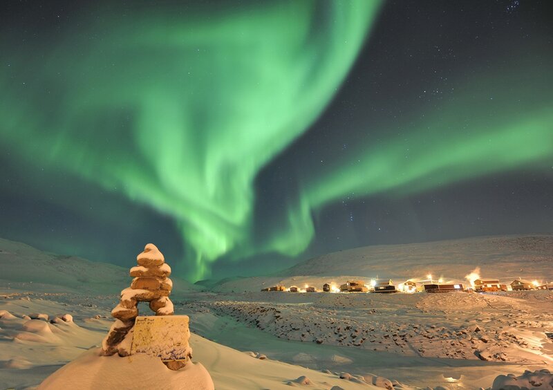 Northern Lights over Village