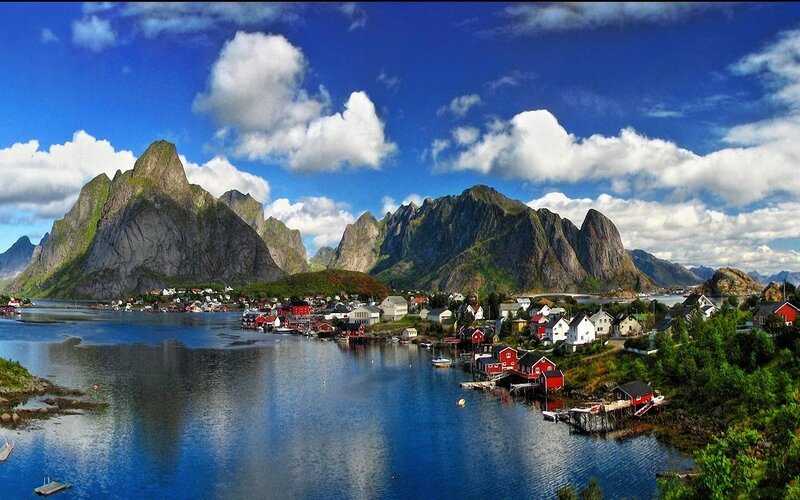 Norwegian fjord village
