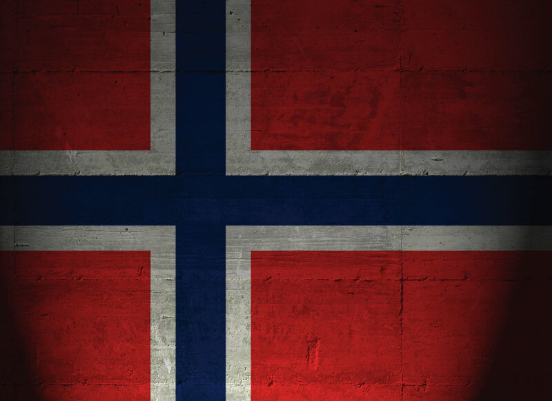 Norwegian flag on concrete wall