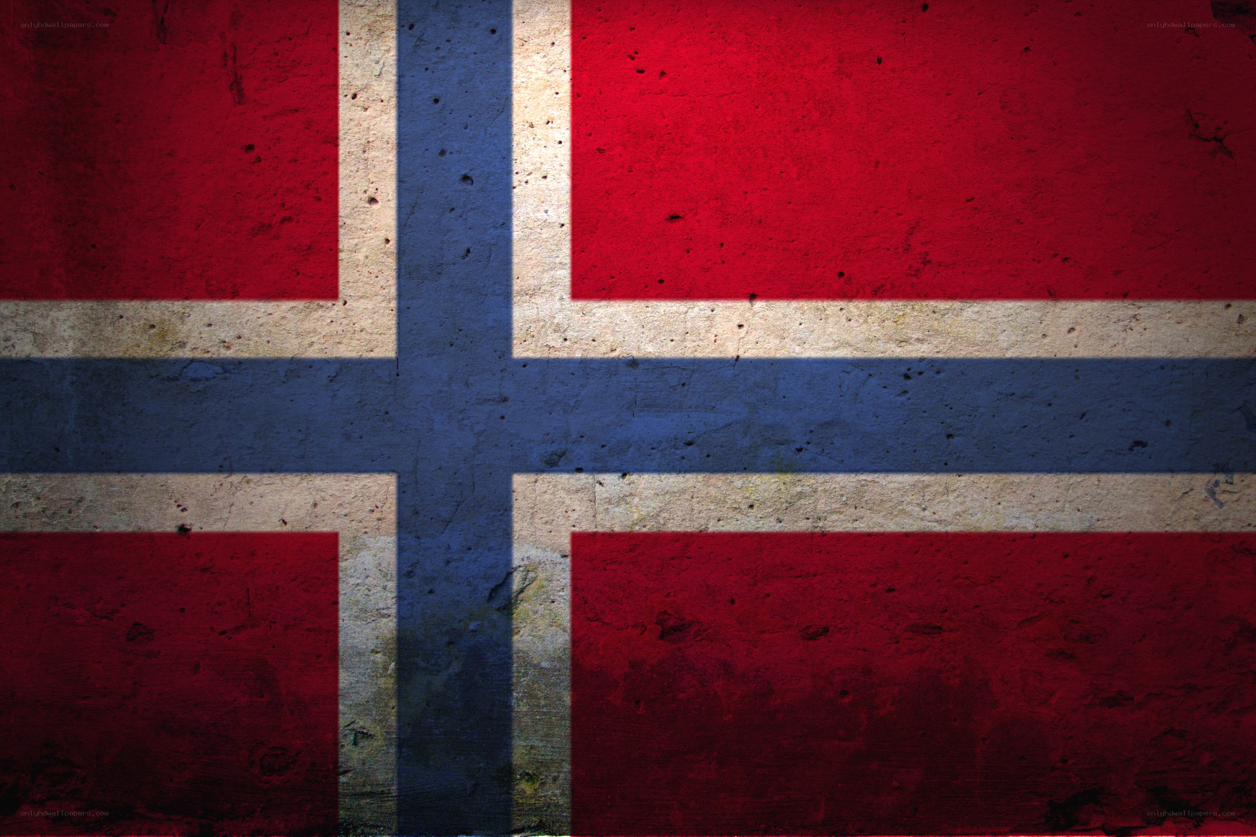 Norwegian flag on textured wall