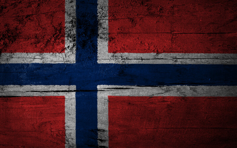 Norwegian flag on wood texture