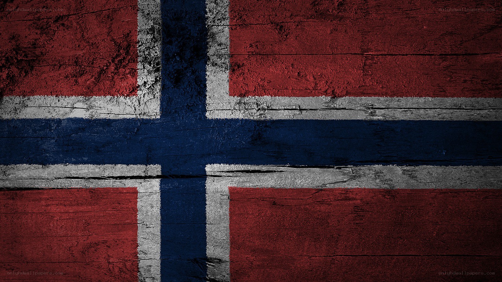 Norwegian flag on wood texture