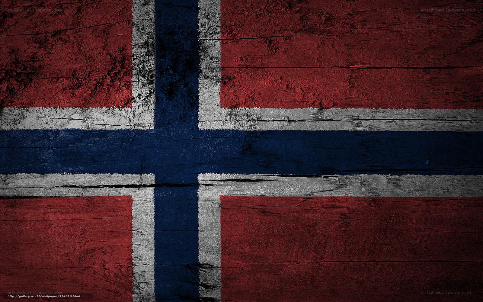 Norwegian flag on wood