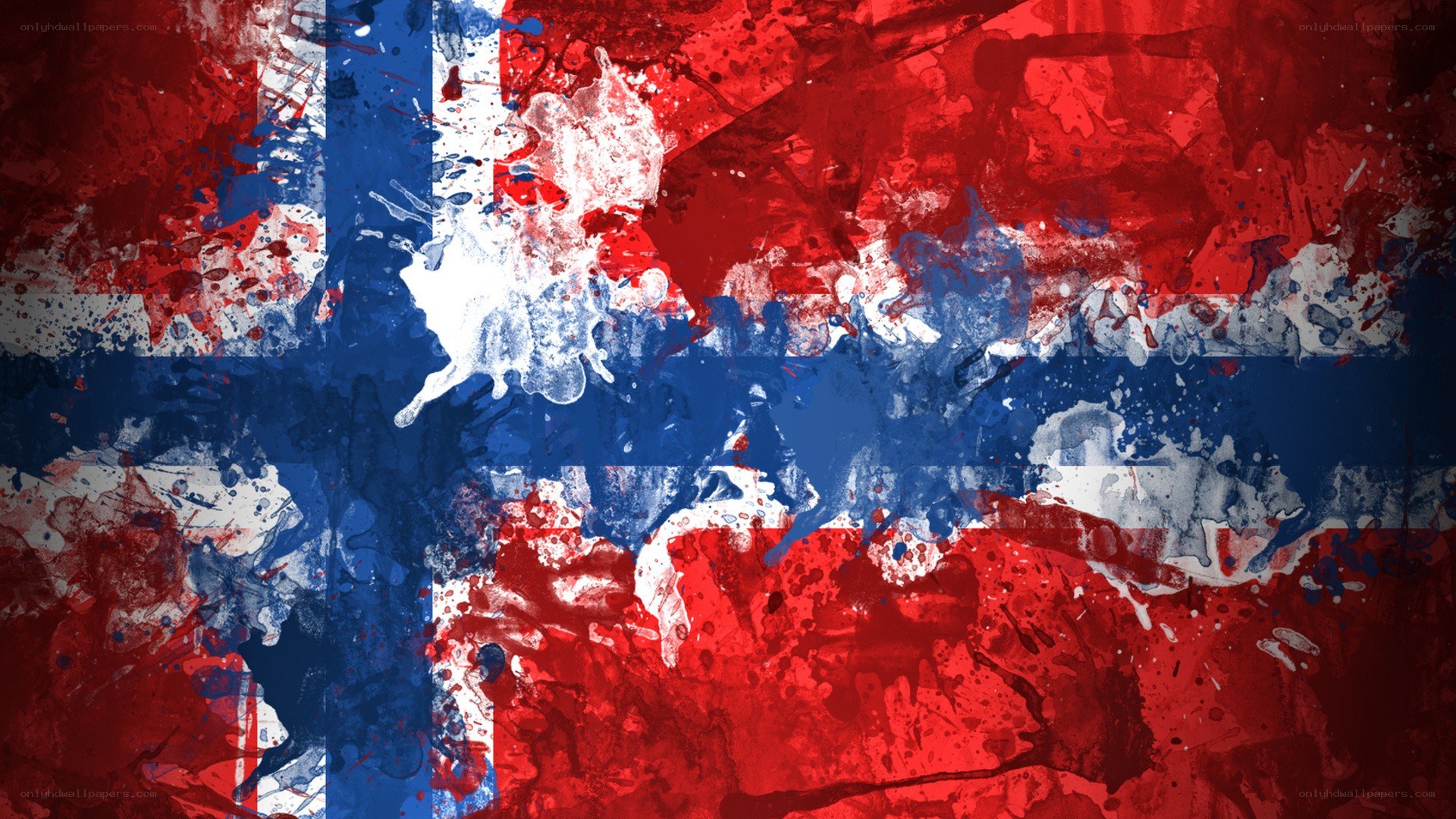 Norwegian flag splatter art