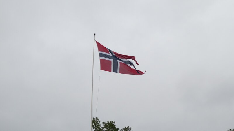 Norwegian flag waving in wind