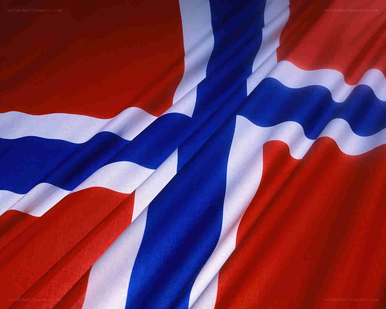 Norwegian flag waving in wind