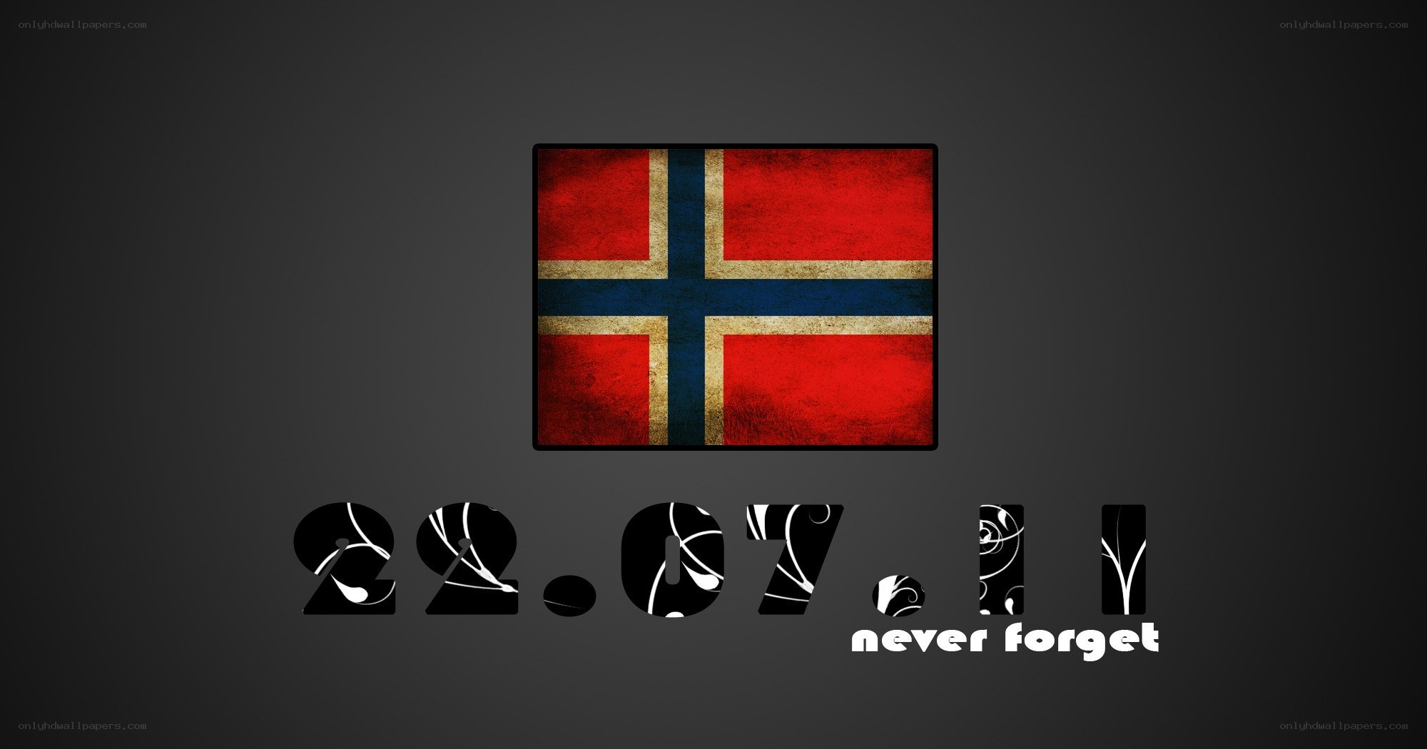 Norwegian flag with date and message