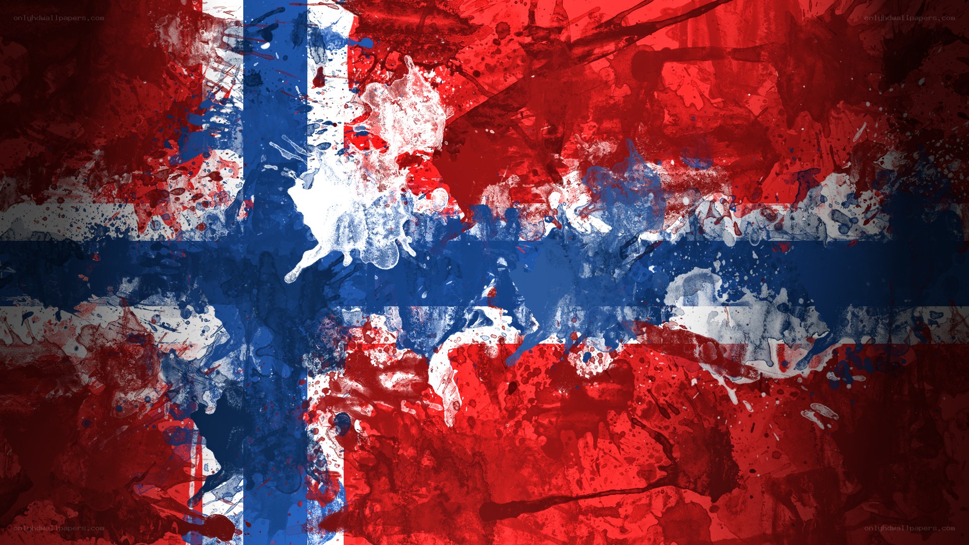 Norwegian flag with paint splatter