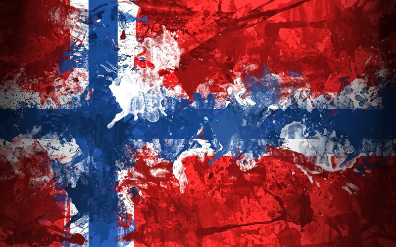 Norwegian flag with paint splatter