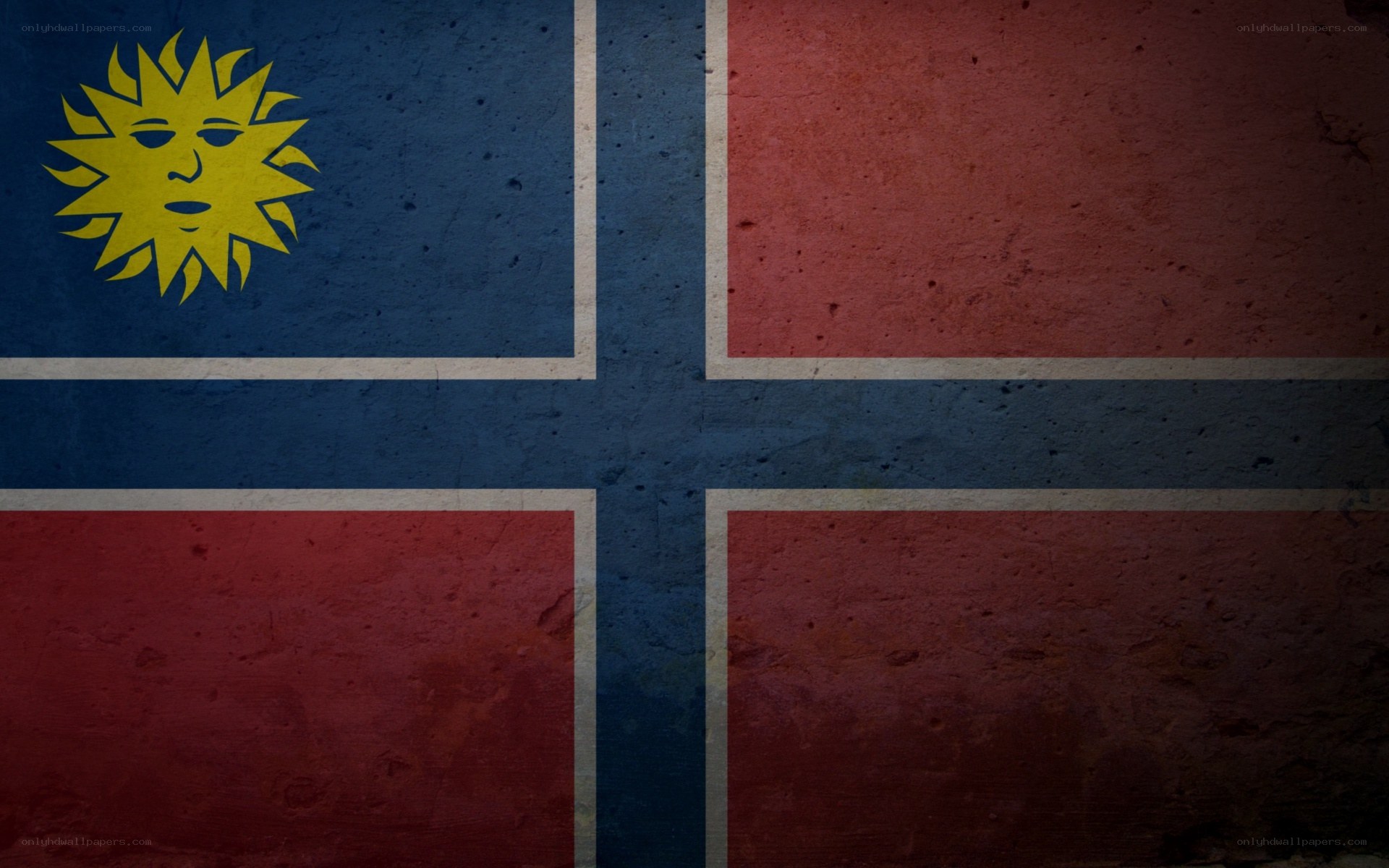 Norwegian flag with sun symbol