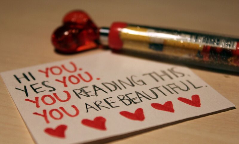 Note with Handwritten Message — Red, Intimate, Photograph, Pen