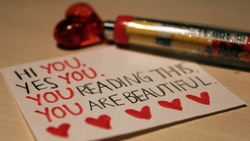 Note with Handwritten Message — Red, Intimate, Photograph
