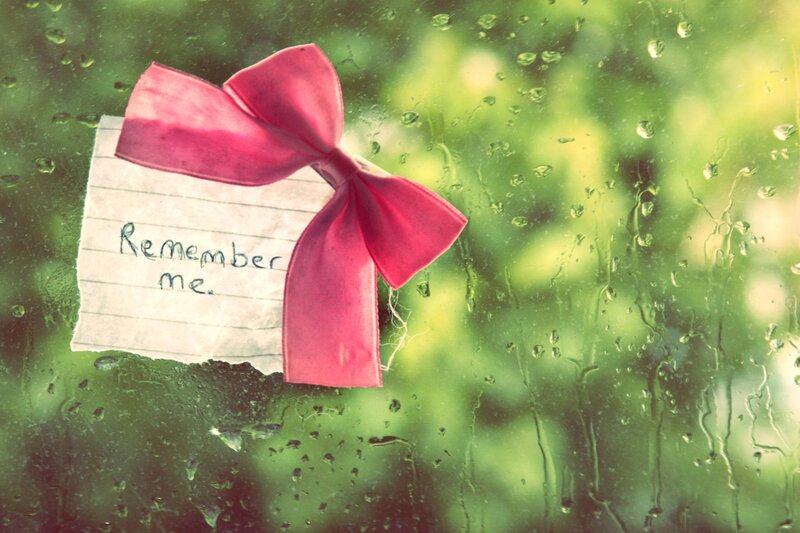Note with Pink Bow — Green, Sentimental