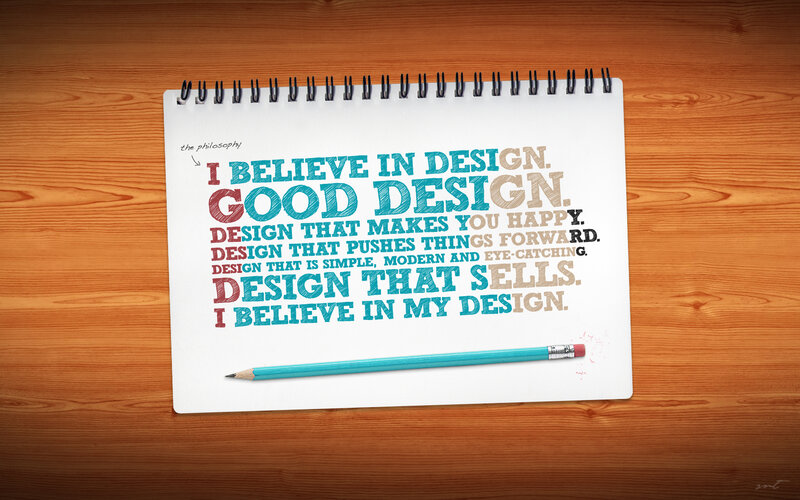 Notebook with Design Text — White