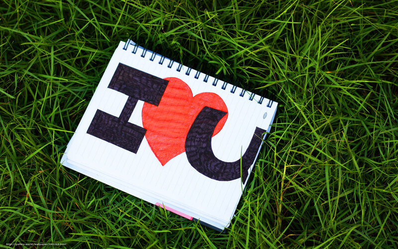 Notebook with I Love You Drawing — Green, Calm