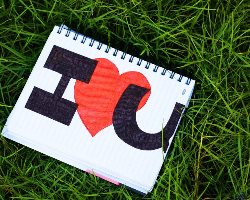Notebook with I Love You Drawing