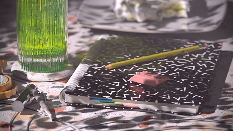 Notebook with Pencil and Eraser