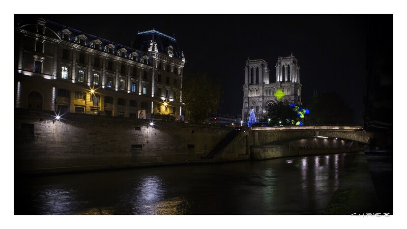 Notre-Dame Cathedral at Night — Black, Serene