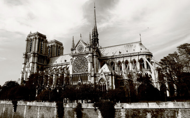 Notre-Dame Cathedral — Black, Dramatic, Photograph