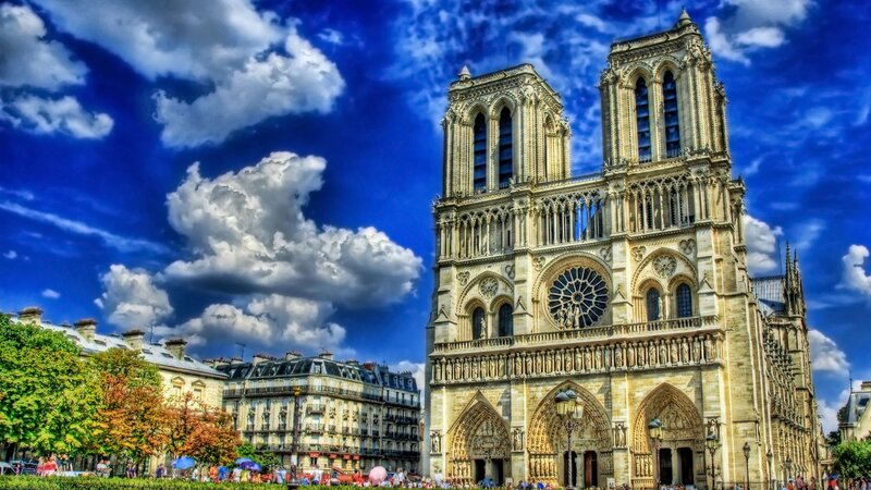 Notre-Dame Cathedral — Blue, Dramatic, Afternoon, Photograph, Clouds