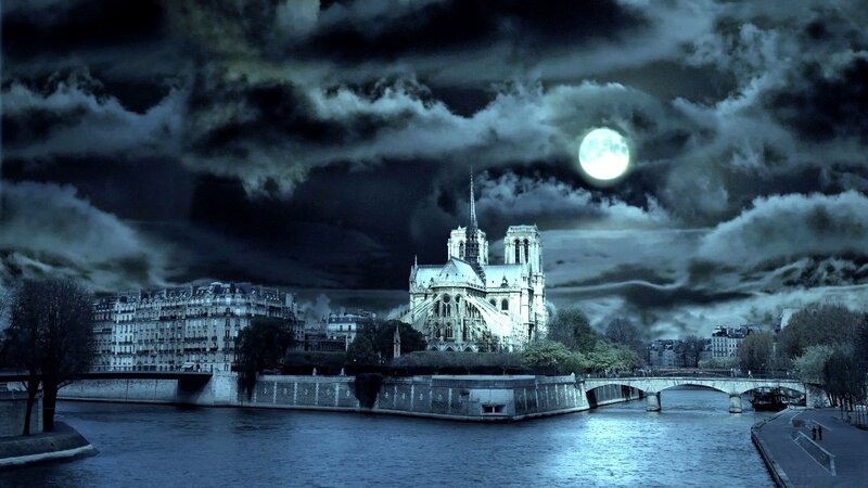 Notre-Dame Cathedral — Blue, Dramatic, Night, Photograph, River