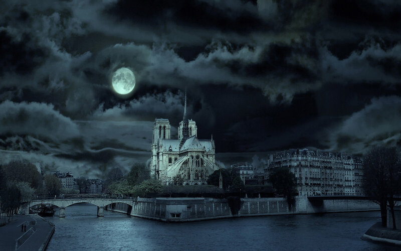 Notre-Dame Cathedral — Blue, Dramatic, Night, Photograph