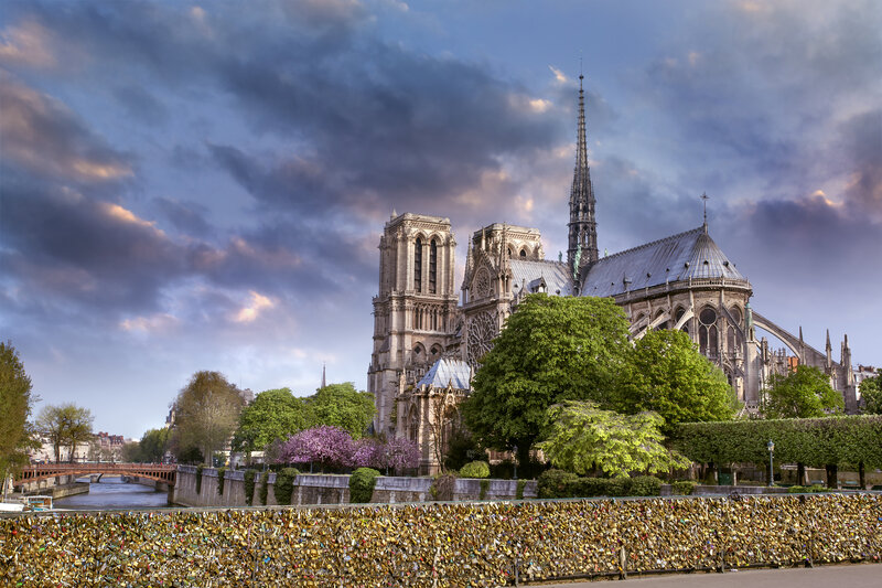 Notre-Dame Cathedral — Blue, Dramatic, Sunset