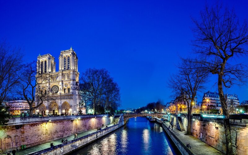 Notre-Dame Cathedral — Blue, Serene, Night