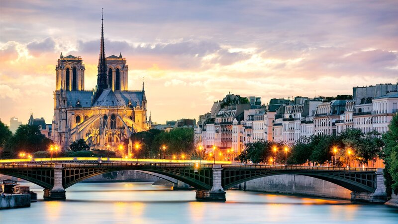 Notre-Dame Cathedral — Blue, Serene, Sunset, Photograph