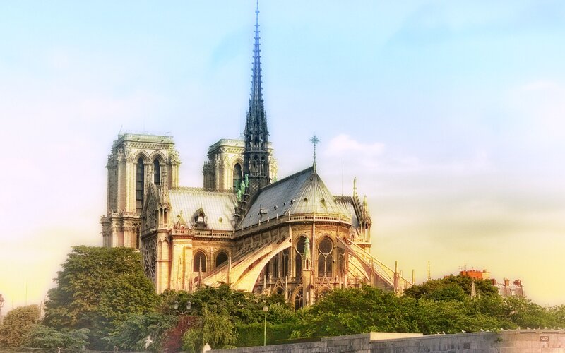 Notre-Dame Cathedral — Blue, Serene, Sunset