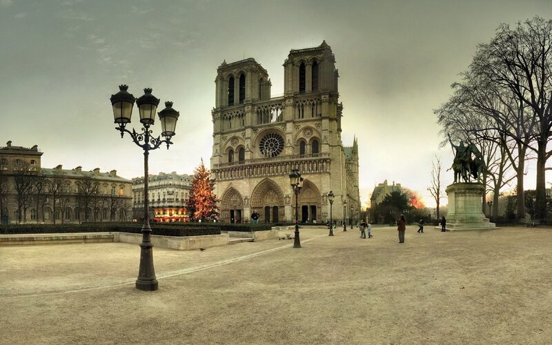Notre-Dame Cathedral — Gray, Dramatic, Sunset