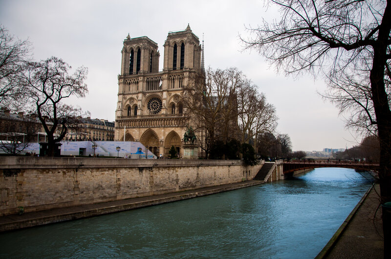 Notre-Dame Cathedral — Gray, Overcast, Winter, Photograph