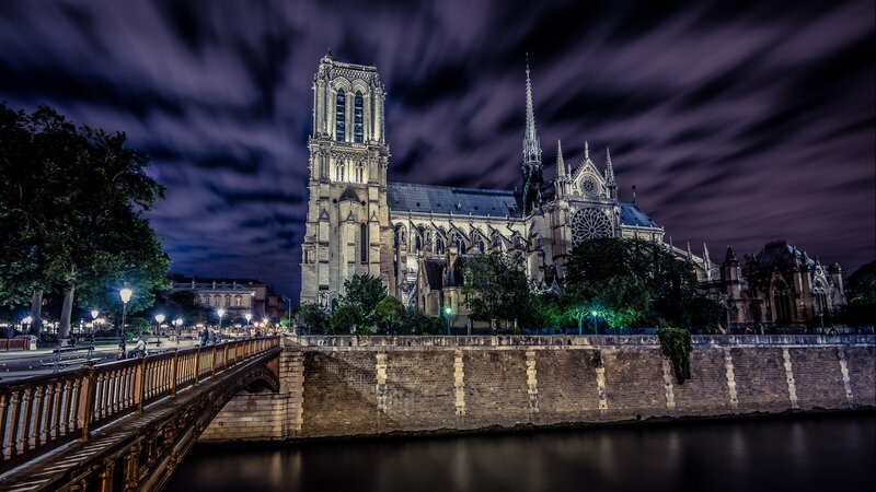 Notre-Dame Cathedral — Purple, Dramatic, Night