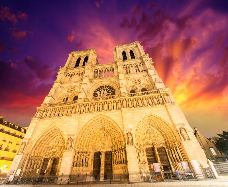 Notre-Dame Cathedral — Purple, Dramatic, Sunset, Photograph, Sky