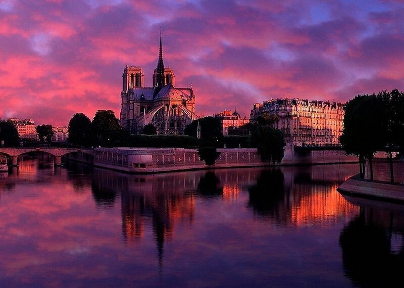 Notre-Dame Cathedral — Purple, Dramatic, Sunset, Photograph