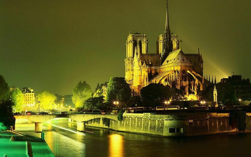Notre-Dame Cathedral — Yellow, Dramatic, Night