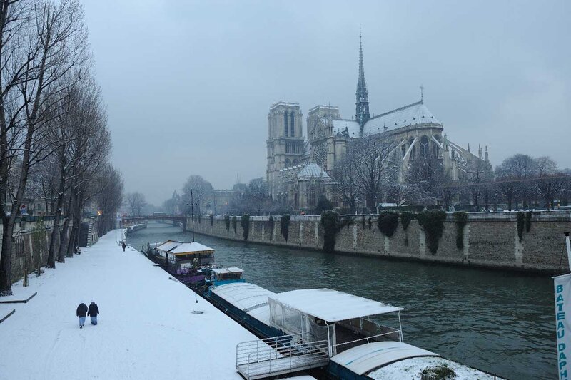 Notre-Dame on a snowy day